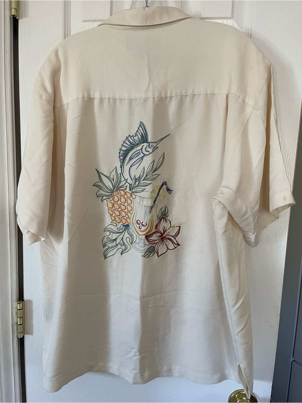 Weekenders Cream Tropical-Embroidered Short-Sleeve Camp Shirt
